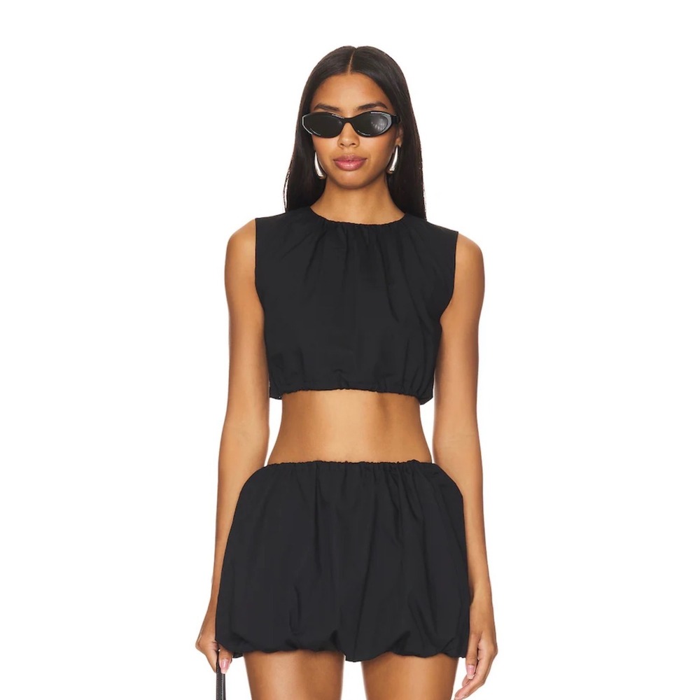 SNDYS x REVOLVE Bubble Poplin Top 100% Cotton in Black Size Medium